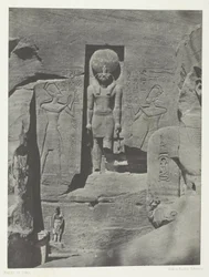 Ibsamboul, Sculptures at the Entrance of the Speos of Phre, Nubia, plate 105 from the album "Egypt, Nubia, Palestine and Syria" (1852)