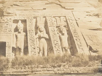 Half of the Facade of the Speos of Hathor, at Abu Simbel Northern Part, March 1850