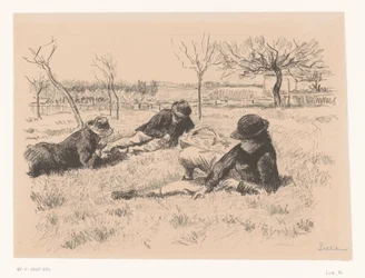 Three Men Resting in a Meadow