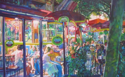 Bustling Evening Cafe