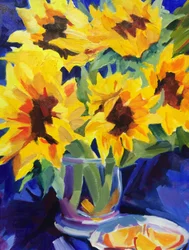 Golden Sunflowers in Vase