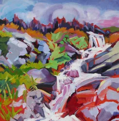 Vibrant Mountain Waterfall
