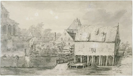 The so-called Bergkerk Church and watermill in Deventer (Lugt 43)