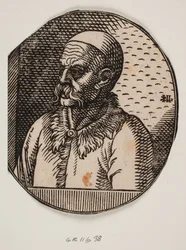 Bust of a Man with Beard and Skullcap; 3/4 Profile towards the Left