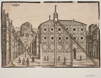 Street with Mosque and Freestanding Minaret in the Foreground