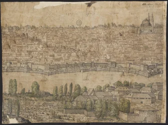 Prospect of Constantinople, Sheet 14, Melchior Lorck, 1559