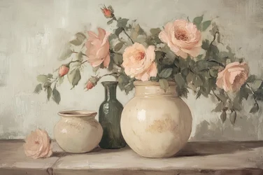 Peach Roses Still Life
