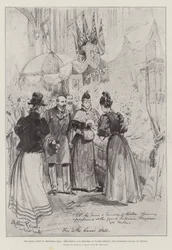 The Royal Visit to Trentham Hall, the Prince and Princess of Wales opening the Victorian Bazaar at Fenton
