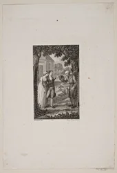 Illustration with Watchman Greeting a Young Couple