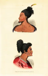 Busts of Maori Men with Face Tattoos from New Zealand