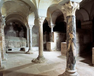 Merovingian Art: view of the crypt of the Abbey of Jouarre