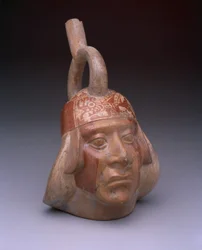 Stirrup-Spout Vessel: Portrait Head, AD 200-500