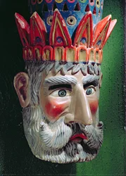 Mask of a king magus used in processions to celebrate the feast of the Epiphany in Mexico on 6 January