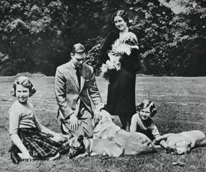 Royal family as a happy group of dog lovers