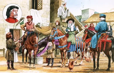 Canterbury Tales: Pilgrims Setting Off from the Tabard Inn