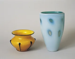 Close-up of two vases, Bohemia, Austria