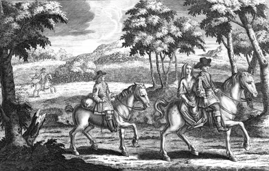 King Charles the 2nd in Disguise Riding before Mrs Lane
