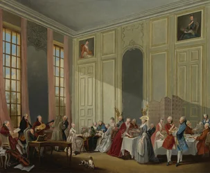 Mozart Giving a Concert in the Salon des Quatre-Glaces at the Palais du Temple in the Court of the Prince