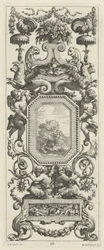 Ornamental Panel Surmounted by a Basket of Flowers and a Garland