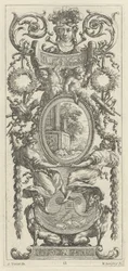 Ornamental Panel Surmounted with a Head Flanked by Foliage