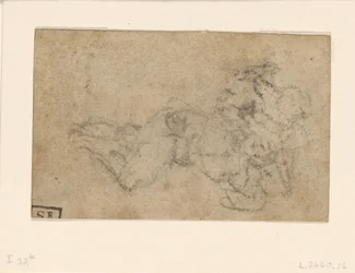 David and Goliath. Verso Ruled Architectural Studies, ca. 1550-1556, I, 32b
