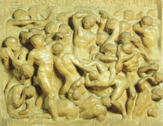 Battle of Lapiths Against Centaurs, by Michelangelo, Marble