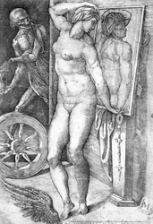 Nude looking at Herself in a Mirror, print made by Monogrammist
