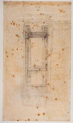 Design for a window and studies for the vestibule of the Laurentian Library, 16th century