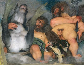 Allegory of the Elements, Neptune and Triton with Cerberus (detail)