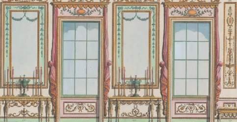 Interior Ornamented Wall with Windows and Pier-Glasses