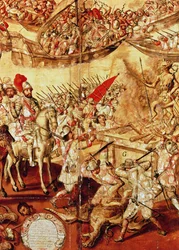 Conquest of Mexico, one of a series of 24 panels