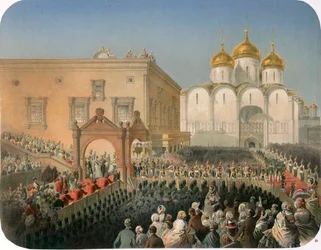 Procession of Tsarina Alexandra Feodorovna to the Cathedral of the Dormition, Moscow, 1856