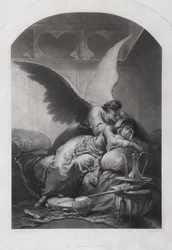 Tamara and Demon. Illustration to the Poem The Demon by Mikhail Lermontov, c. 1880