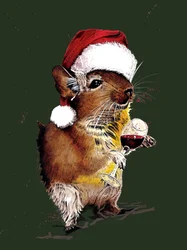 Christmas Degu on Forest Green