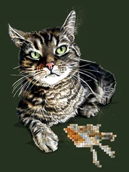 Gift Cat on Forest Green
