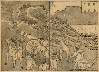 Soldiers Firing a Cannon