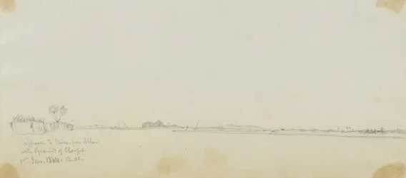 Approach to Cairo from the Nile with the Pyramid of Cheops