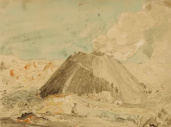 Figures Near Volcano