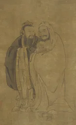 Confucius and Buddha Cradling a Qilin