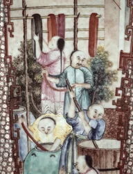 Detail from a Vase Depicting Men Dyeing Silk