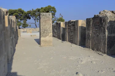 Minoan archaeological site of Phaistos. The west magazines. Large complex of the palace storerooms