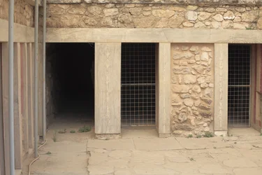 Minoan archeological site of Knossos. West wing next to the tripartite shrine