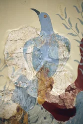 Minoan art. Detail of the Blue Bird Fresco