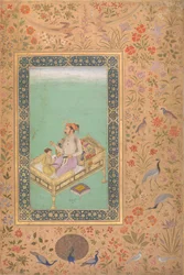 The Emperor Shah Jahan with his Son Dara Shikoh, Folio from the Shah Jahan Album, verso