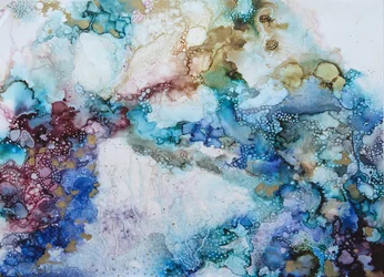 Fluid Blue Gold Abstract