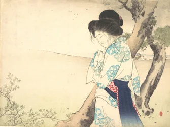 The Mad Woman of Yawata Yawata no kyojo from kuchie frontispiece of a novel, ca. 1905
