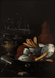Still Life with Blue and Porcelain and Toast