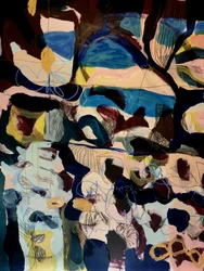 Abstract Blue Gold Forms