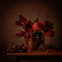 Moody Tulips and Grapes