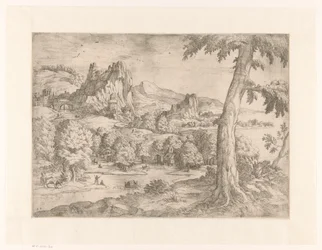 Panoramic Landscape with Large Tree